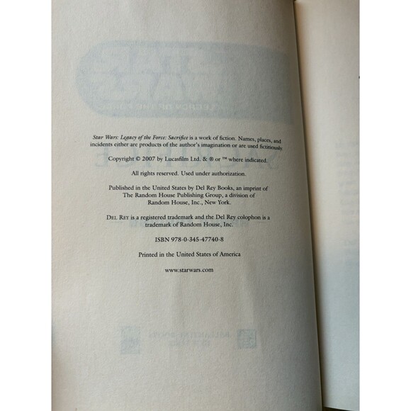 Star Wars Legacy of the Force Sacrifice By: Karen Traviss Hard Cover Book - Picture 11 of 11